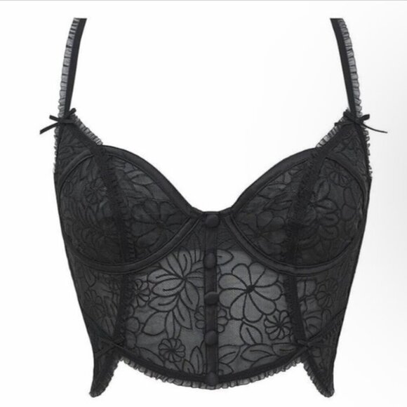 New! For Love and Lemons Emilia Longline Bustier Lace Bra 38D 1329